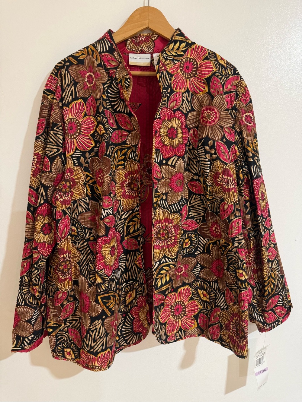 NWT Alfred Dunner 22W Urban Jungle Floral 100% Cotton Jacket Coverup